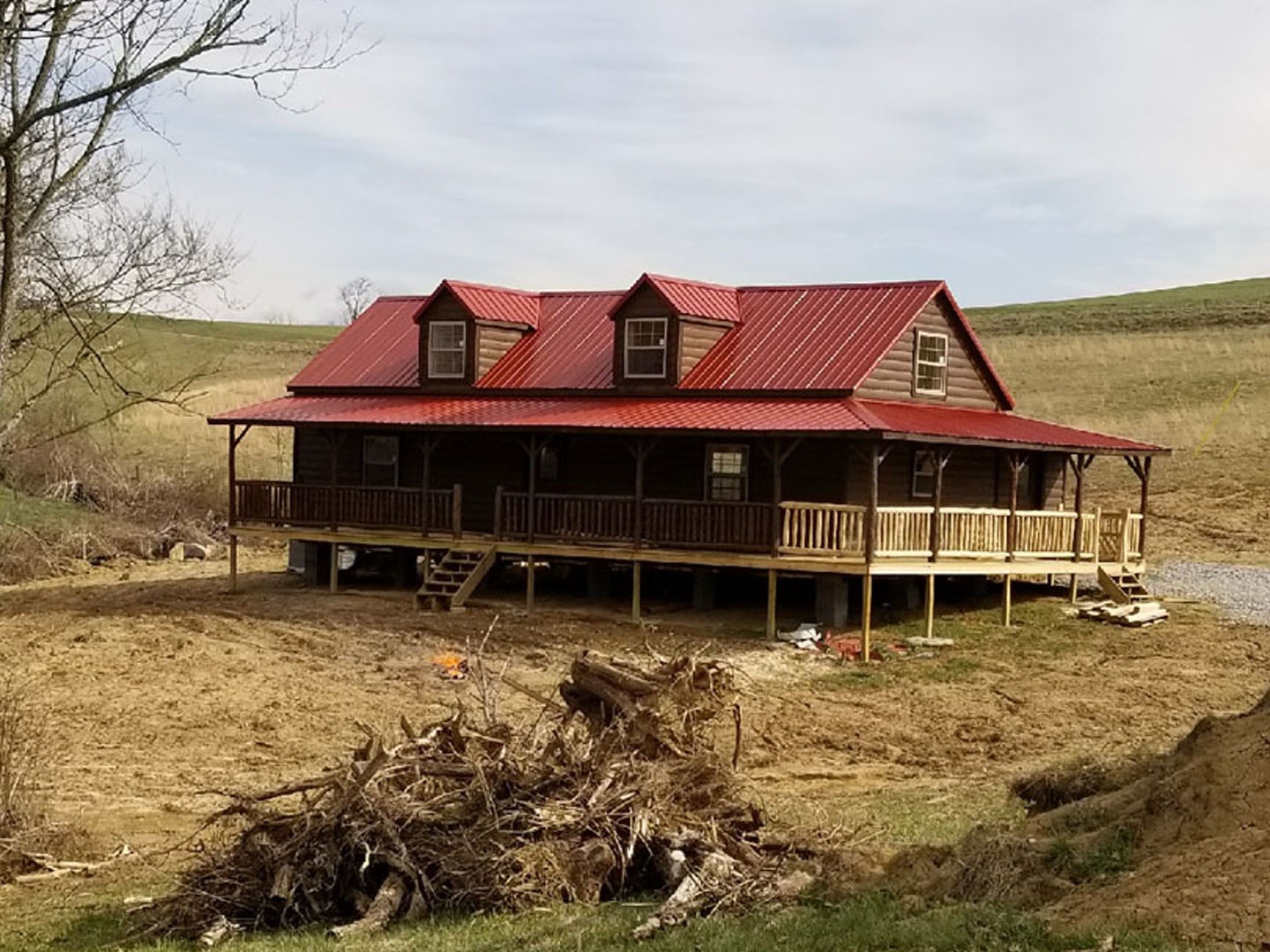 Cabin in field